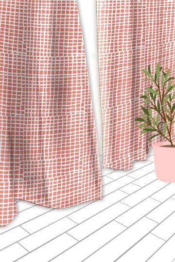 WINDOW CURTAINS Grille Soft Pink Window Curtain In Sheer Fabric