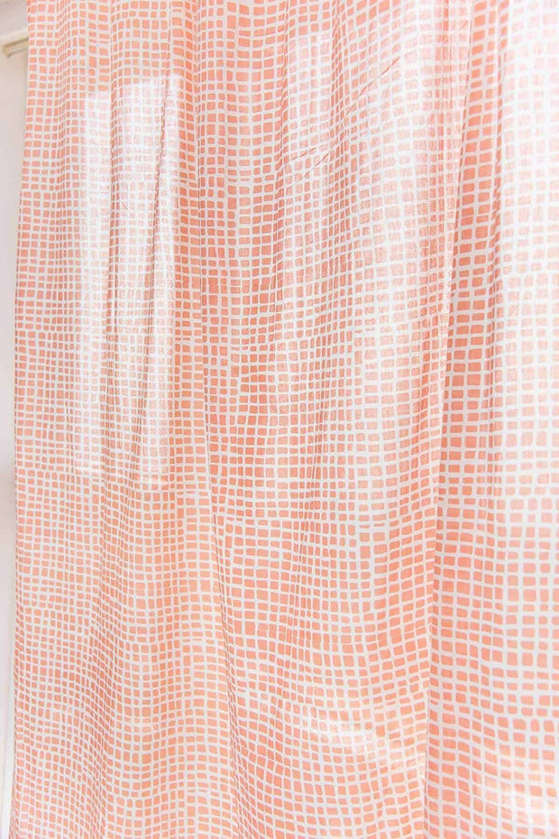 WINDOW CURTAINS Grille Soft Pink Window Curtain In Sheer Fabric