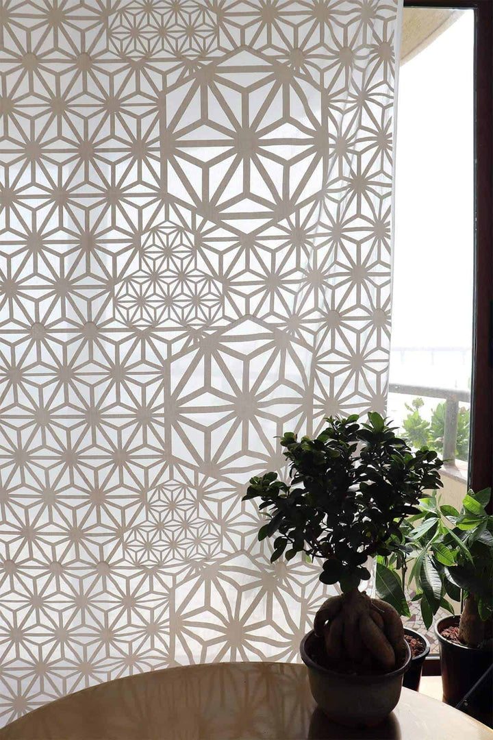 WINDOW CURTAINS Kiwach White/Cream Khadi Window Curtain In Sheer Fabric