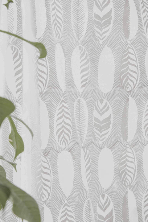WINDOW CURTAINS Leaf Alone Khadi Window Curtain In Sheer Fabric