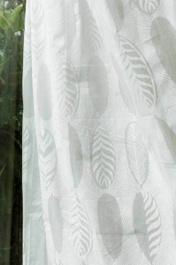WINDOW CURTAINS Leaf Alone Khadi Window Curtain In Sheer Fabric