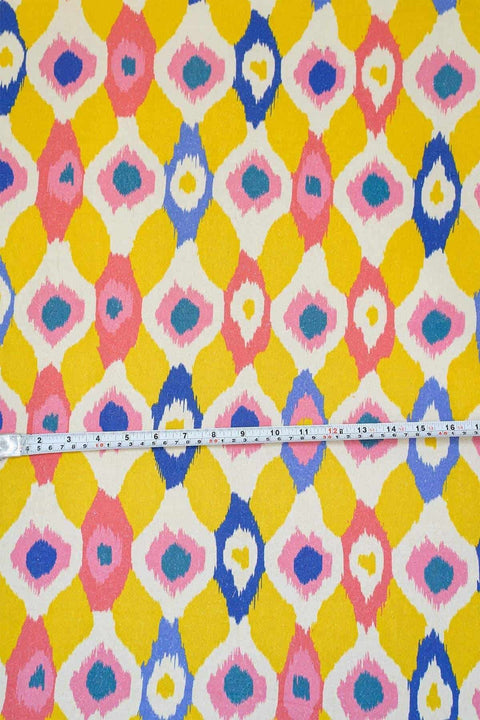 COTTON FABRIC AND CURTAINS SWATCH Ogee Dots Yellow Cotton Fabric Swatch