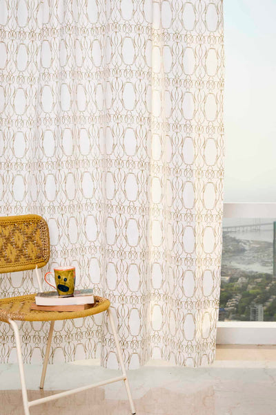 WINDOW BLINDS Palisaded Brown Window Blinds In Cotton Fabric