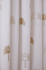 COTTON CURTAINS Sabar Palm Gold/White Cotton Curtain & Blinds (Cotton Flex)