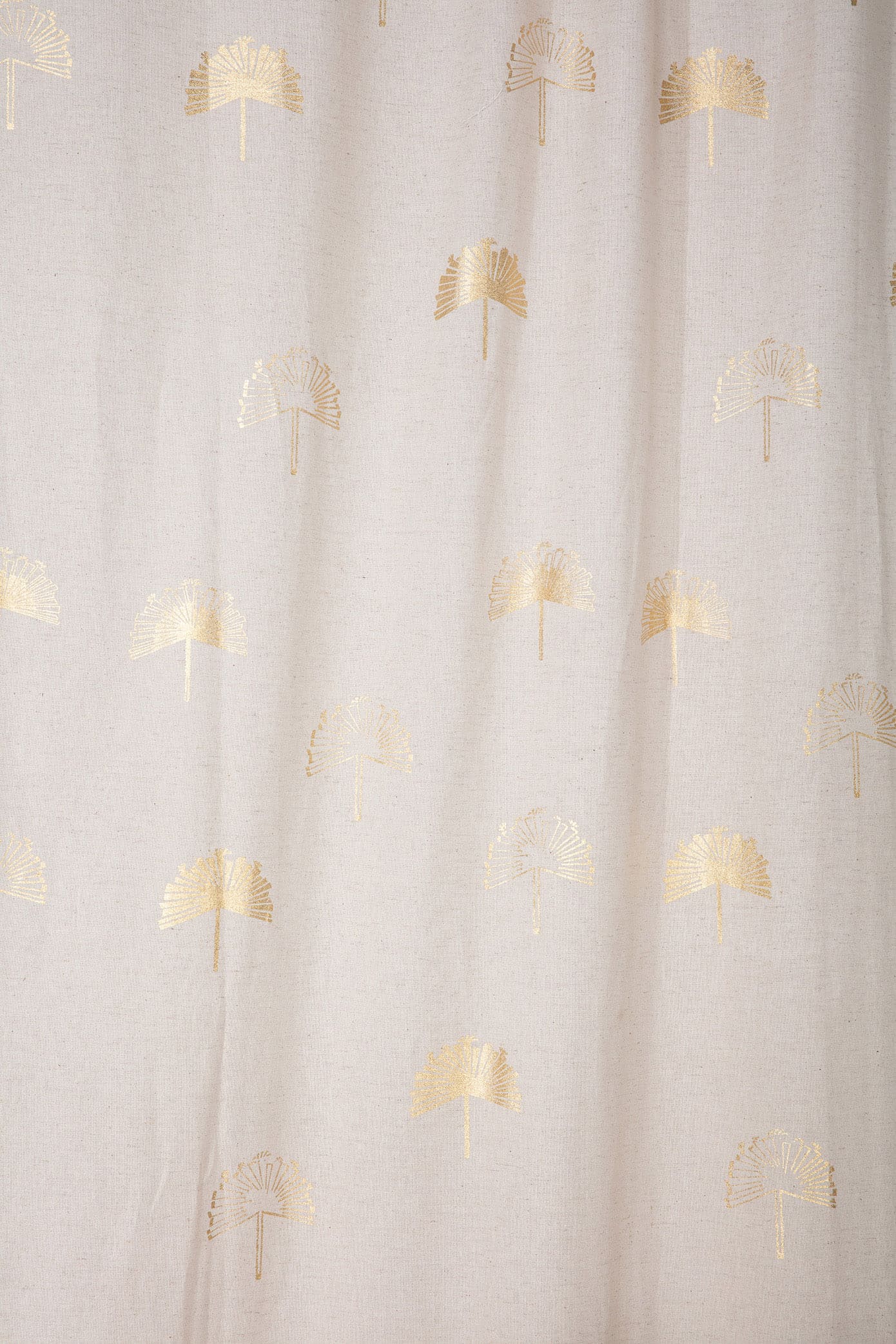 COTTON FABRIC AND CURTAINS Sabar Palm Cotton Fabric And Curtains (Gold/White)