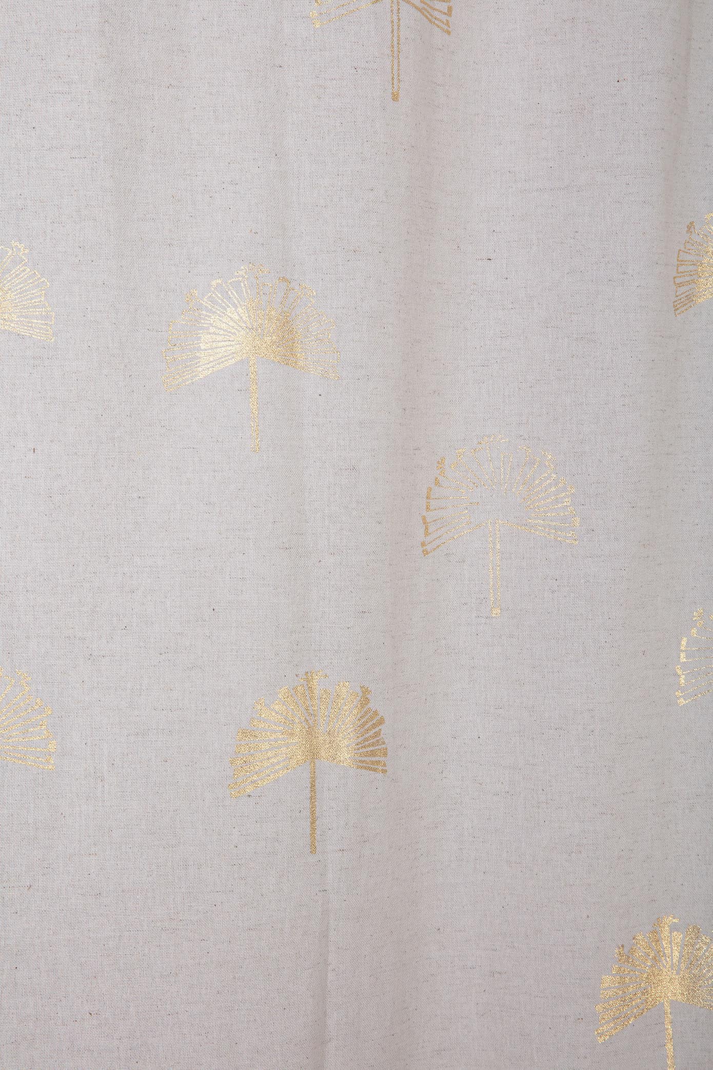 COTTON FABRIC AND CURTAINS Sabar Palm Cotton Fabric And Curtains (Gold/White)