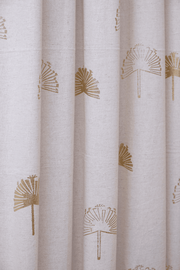 COTTON FABRIC AND CURTAINS Sabar Palm Cotton Fabric And Curtains (Gold/White)