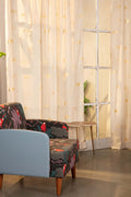 WINDOW BLINDS Sabar Palm Gold/White Window Blinds In Cotton Fabric