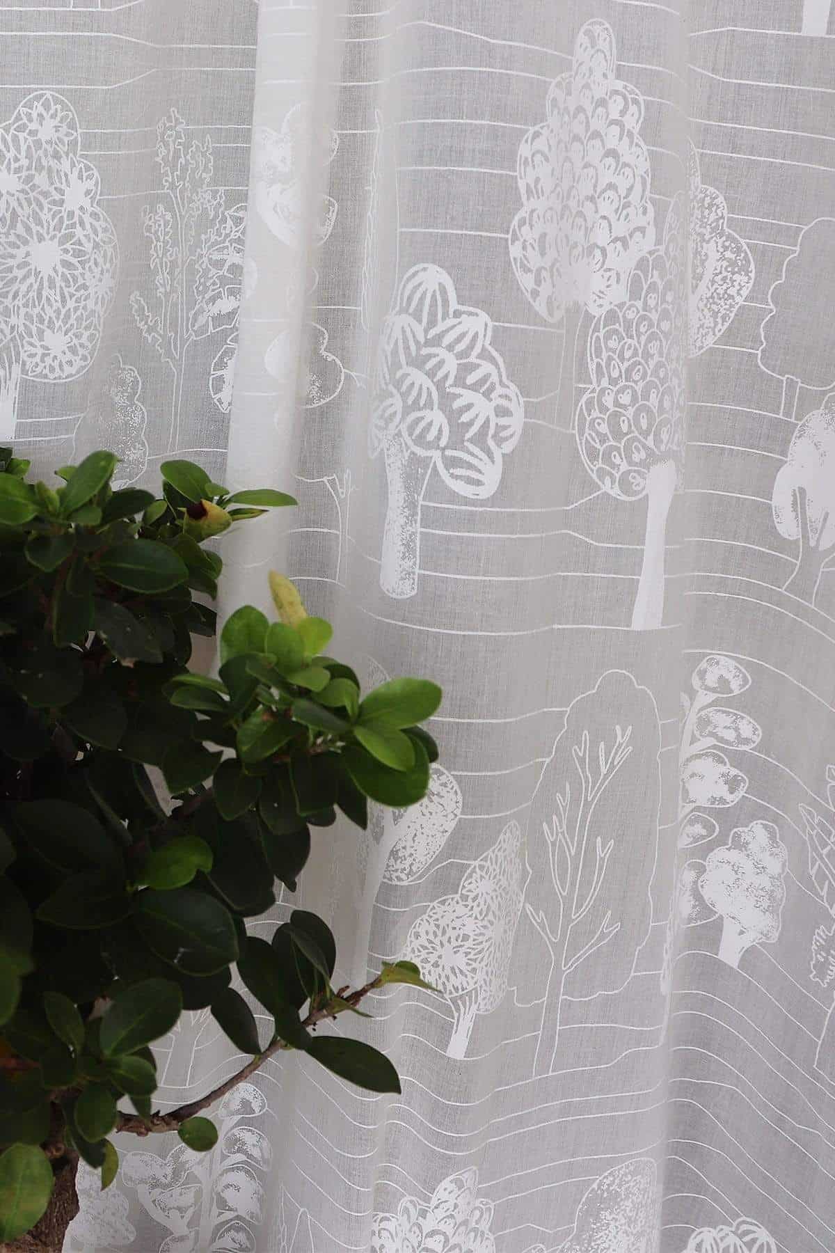 SHEER FABRIC AND CURTAINS Treeline Sheer Fabric And Curtains (Khadi)