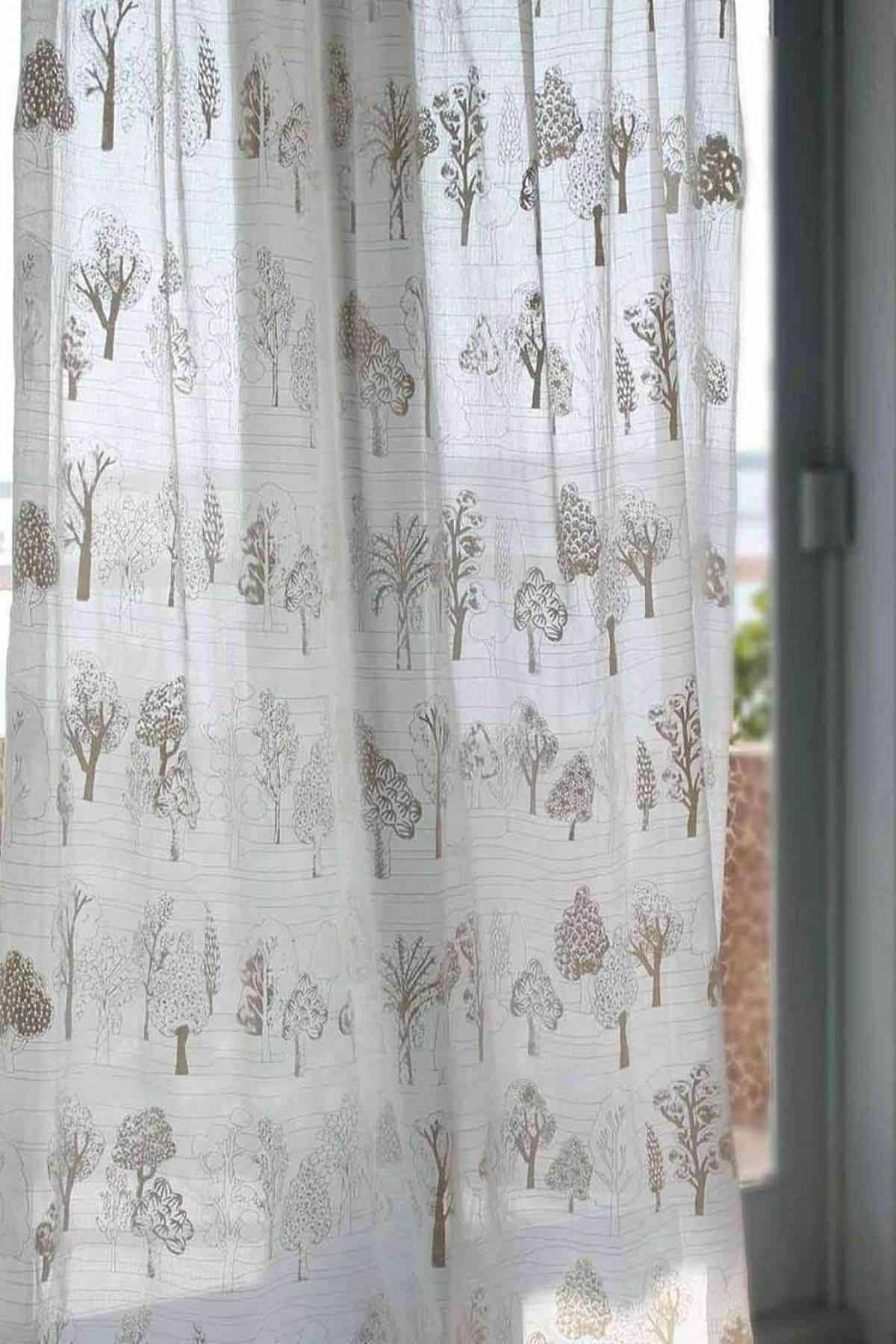 SHEER FABRIC AND CURTAINS Treeline Sheer Fabric And Curtains (Khadi)